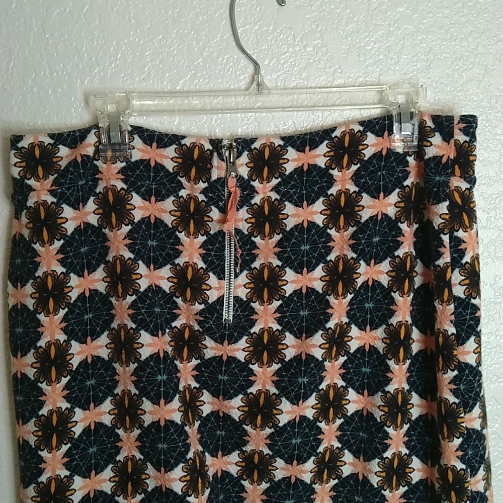Maeve Anthropologie "Tearoom" Pencil Skirt Slit Mix Floral Geometric Boho View 5
